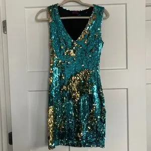 Motel Rocks | Dresses | Motel Rocks Magic Sequin Turquoise Dress | Poshmark